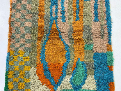 Tapis personnalisé noué à la main vibrant, tapis marocain - Tapis de décoration d'intérieur bohème coloré.