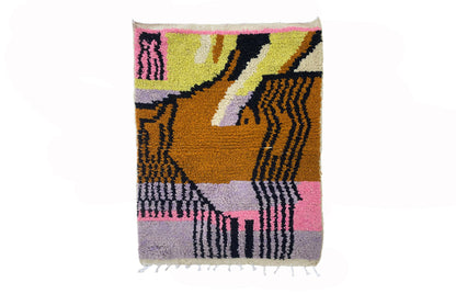 Berber custom Rug, Hand-Knotted Moroccan colorful area Rug.