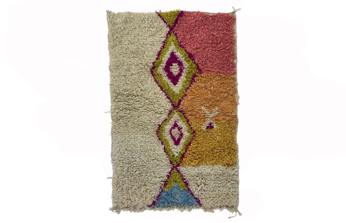 Handmade Moroccan Colorful Wool Rug - Custom Berber Rug for Living Room.