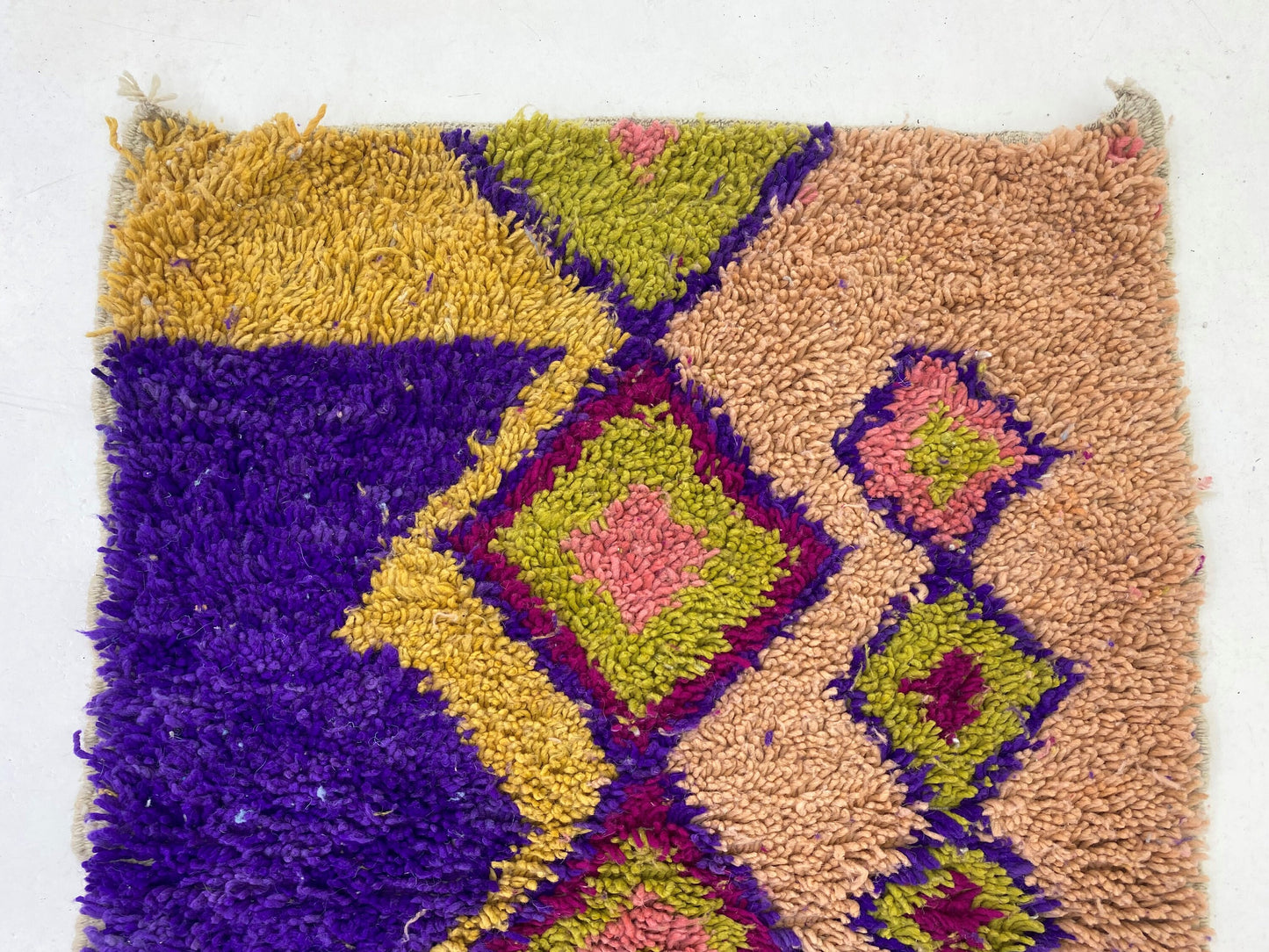 Hand Knotted Custom Colorful Moroccan Rug, Wool Berber Area Rug.