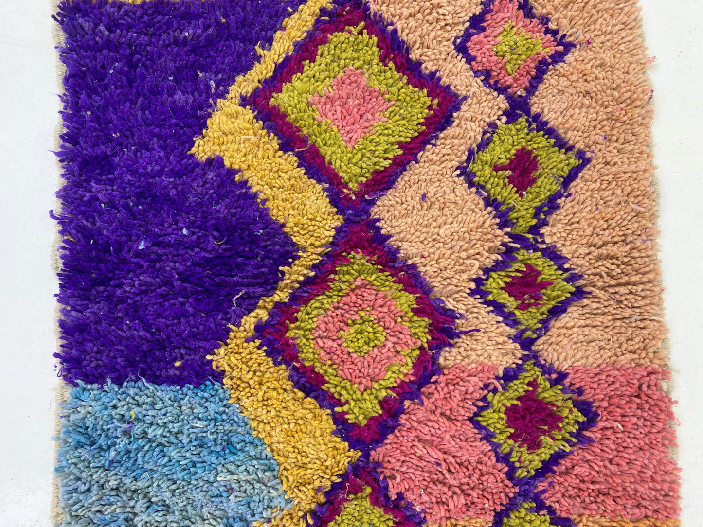 Hand Knotted Custom Colorful Moroccan Rug, Wool Berber Area Rug.