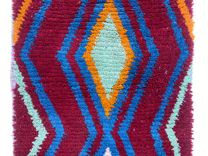 Tapis de couloir marocain coloré, tapis de couloir en laine berbère tissé à la main, tapis de couloir fait main sur mesure.