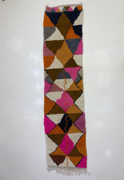 Custom Handwoven Moroccan Runner, Colorful Berber Wool Hallway Rug.