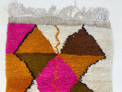 Custom Handwoven Moroccan Runner, Colorful Berber Wool Hallway Rug.