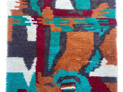 Tapis bohème marocain coloré, tapis unique fabriqué à la main.