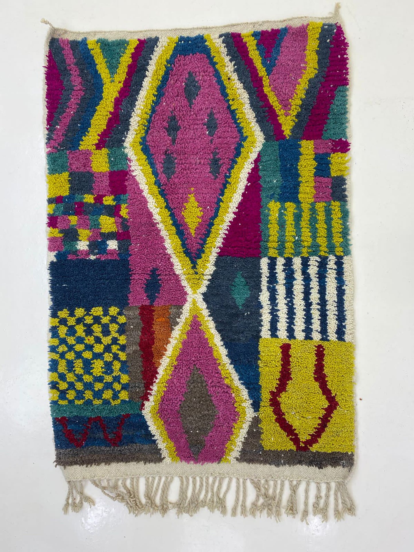 Colorful Moroccan Rug-Handwoven Custom Berber rug, handmade wool area rug.