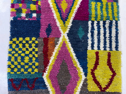 Colorful Moroccan Rug-Handwoven Custom Berber rug, handmade wool area rug.