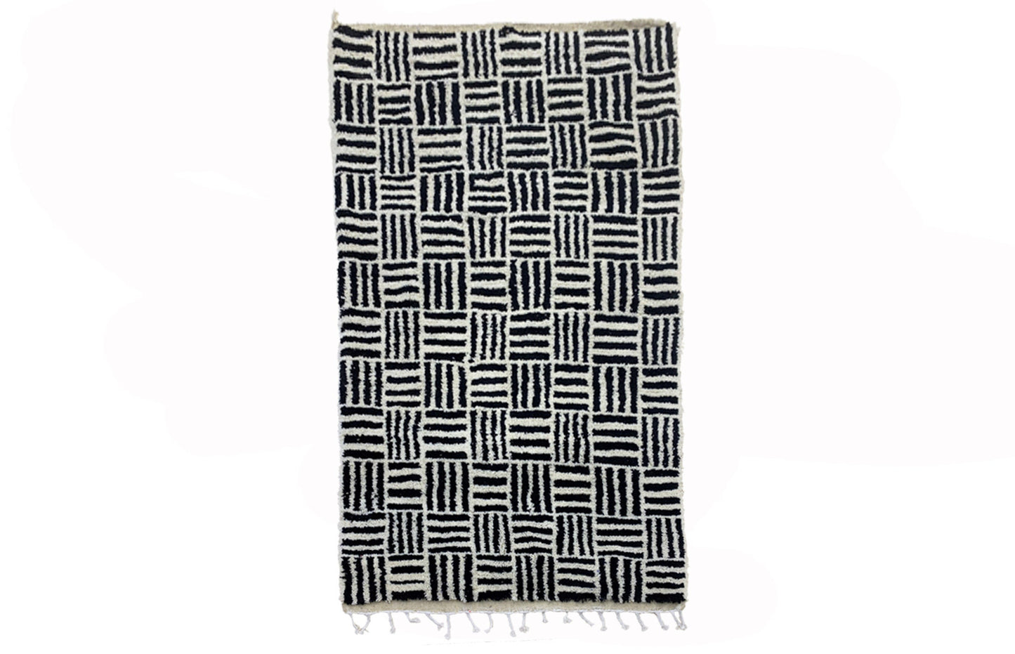 Tapis personnalisé, tapis berbères en laine faits à la main noir et blanc, tapis marocain pour un espace confortable.