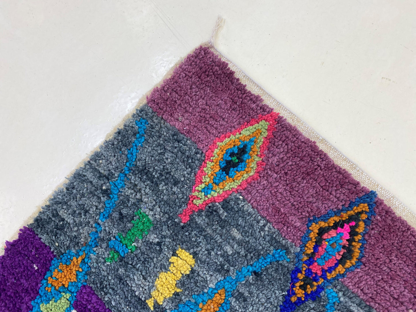 tapis personnalisé noué à la main, tapis de cuisine coloré, tapis berbères en laine marocaine faits à la main.