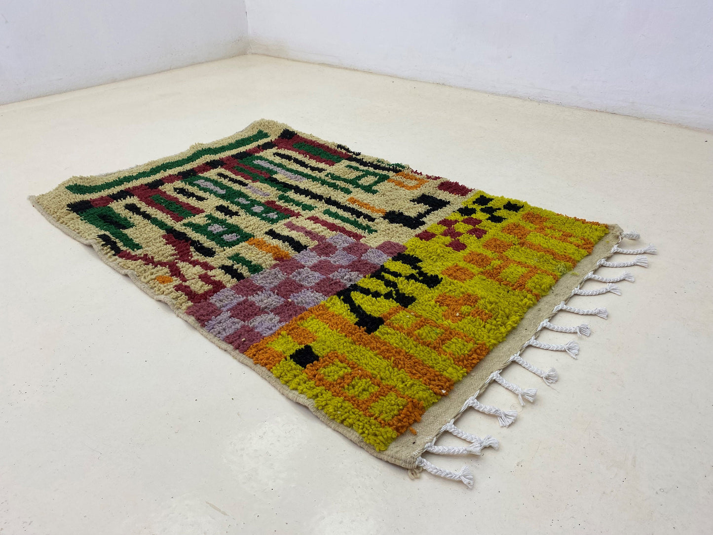 Custom colorful Kitchen rug, handmade wool Berber Moroccan rugs.