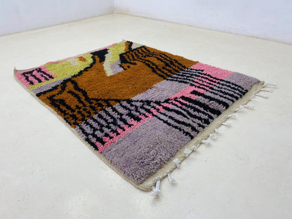 Berber custom Rug, Hand-Knotted Moroccan colorful area Rug.