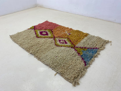 Handmade Moroccan Colorful Wool Rug - Custom Berber Rug for Living Room.