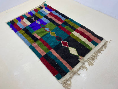 Tapis marocain, tapis en laine fait main, tapis bohème coloré unique.