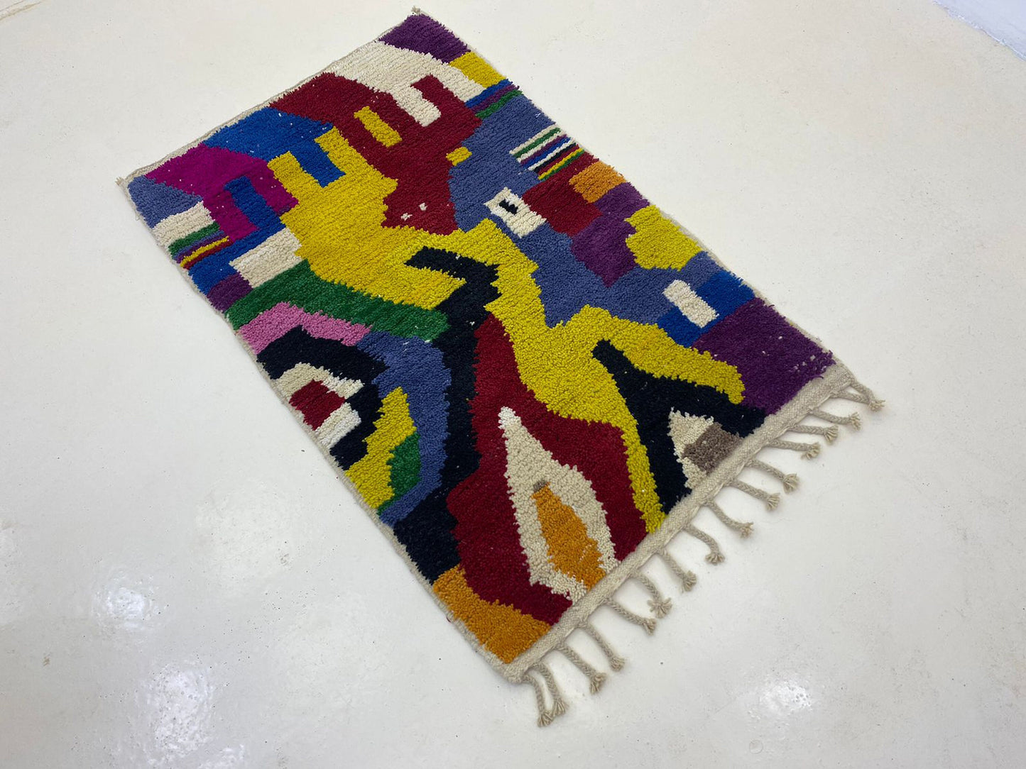 Beni Ourain rug, Custom Colorful Moroccan Rug - Handmade Kitchen Wool Berber Rug.