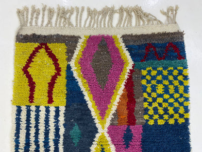 Colorful Moroccan Rug-Handwoven Custom Berber rug, handmade wool area rug.