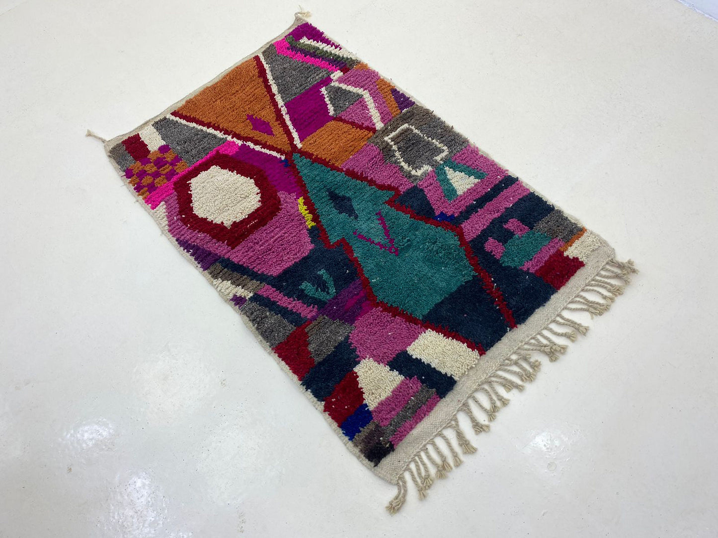 Moroccan Inspired Kitchen Rug, Handmade Wool Berber Area Rug.