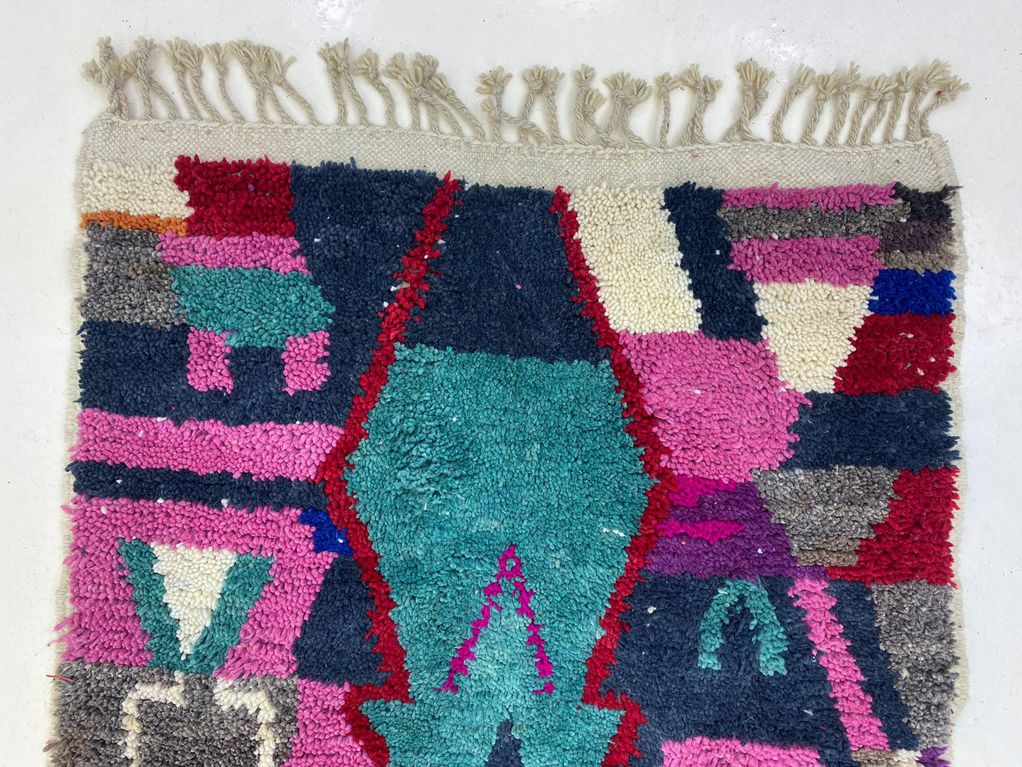 Moroccan Inspired Kitchen Rug, Handmade Wool Berber Area Rug.