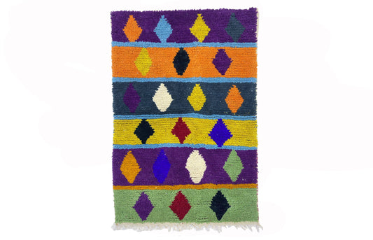 Vibrant Moroccan Berber Handmade Area Rug, Made to Order Custom Colorful Design.