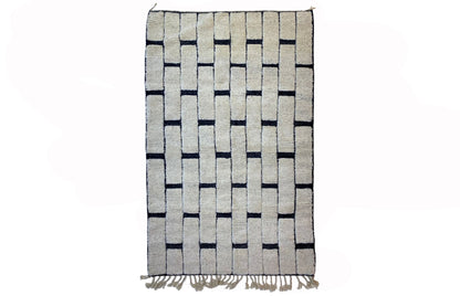 Handmade Berber Custom Rug for Living Room, Moroccan White Area Rug.