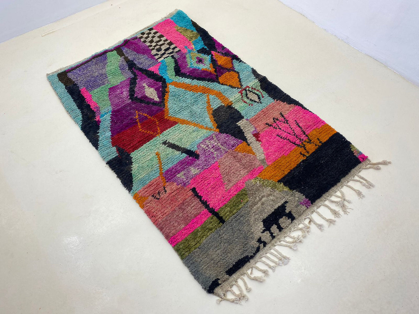 Handmade Wool rug, Moroccan Berber Rug, custom colorful area Rug.