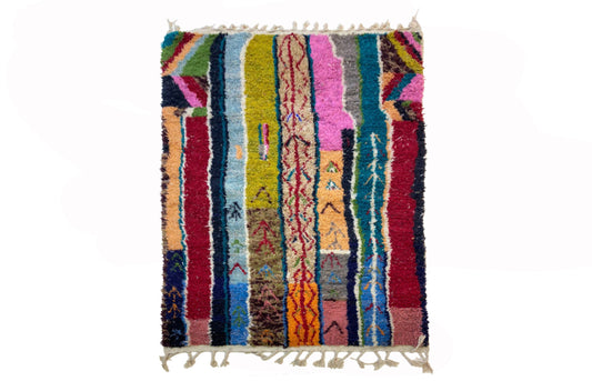 Custom Hand-Knotted Berber Moroccan Rug, Unique colorful wool Area Rug.