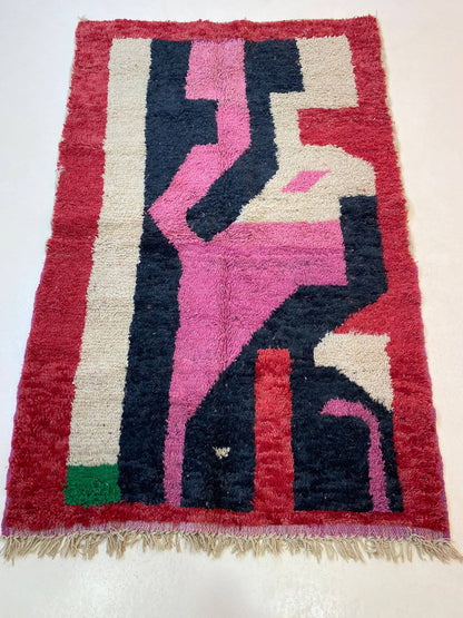 Colorful Moroccan Berber Area Rug, custom Hand Knotted wool Rug.