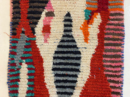 Berber Handmade Wool Runner Rug, Colorful Moroccan Runner for hallway.