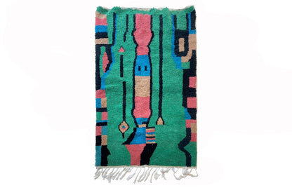 Handmade rug - Custom Green Area Rug, Vibrant Moroccan Berber Wool Rug.