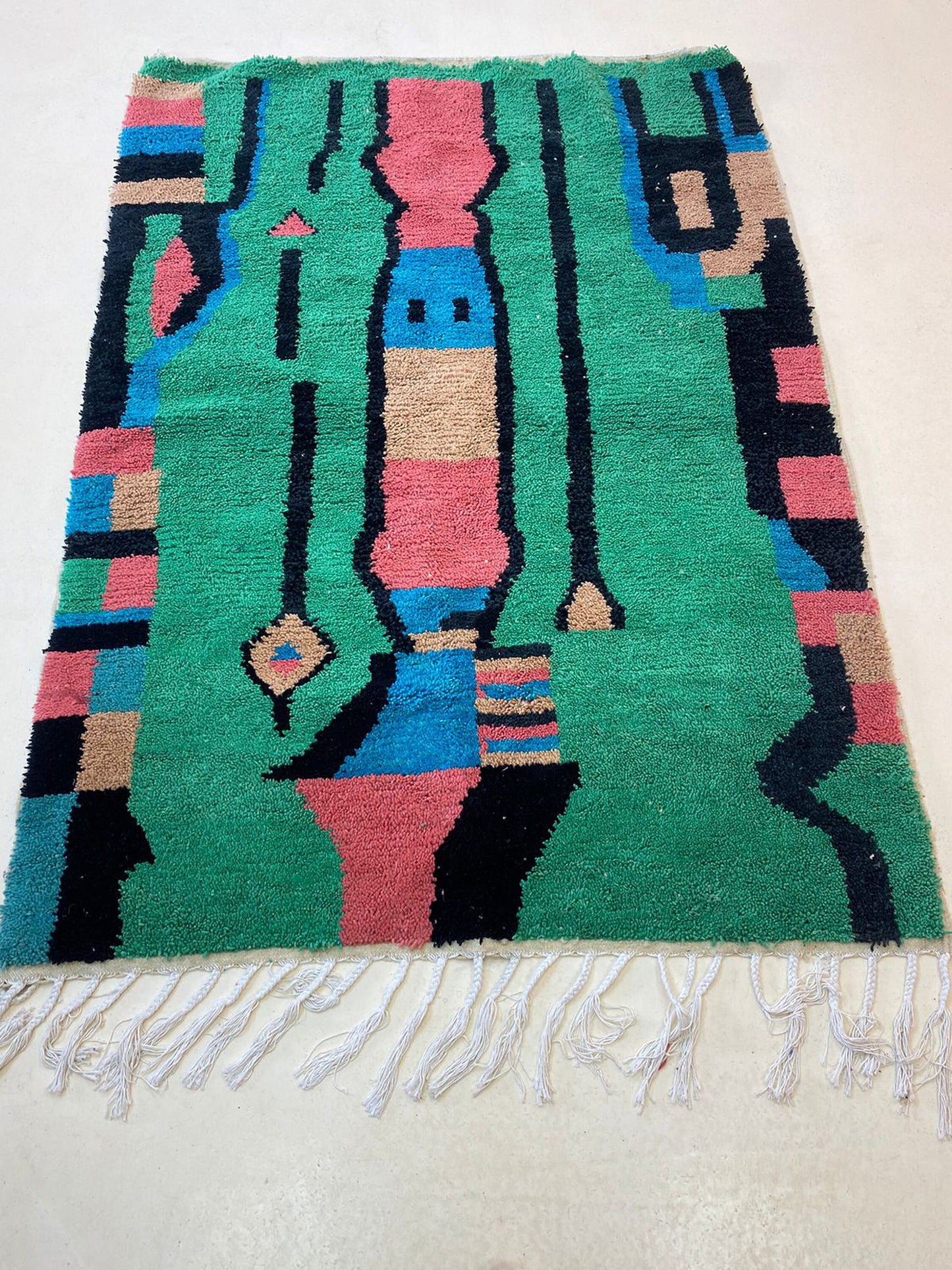 Handmade rug - Custom Green Area Rug, Vibrant Moroccan Berber Wool Rug.