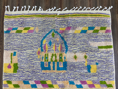 Tapis bohème marocain fabriqué à la main, tapis coloré unique.