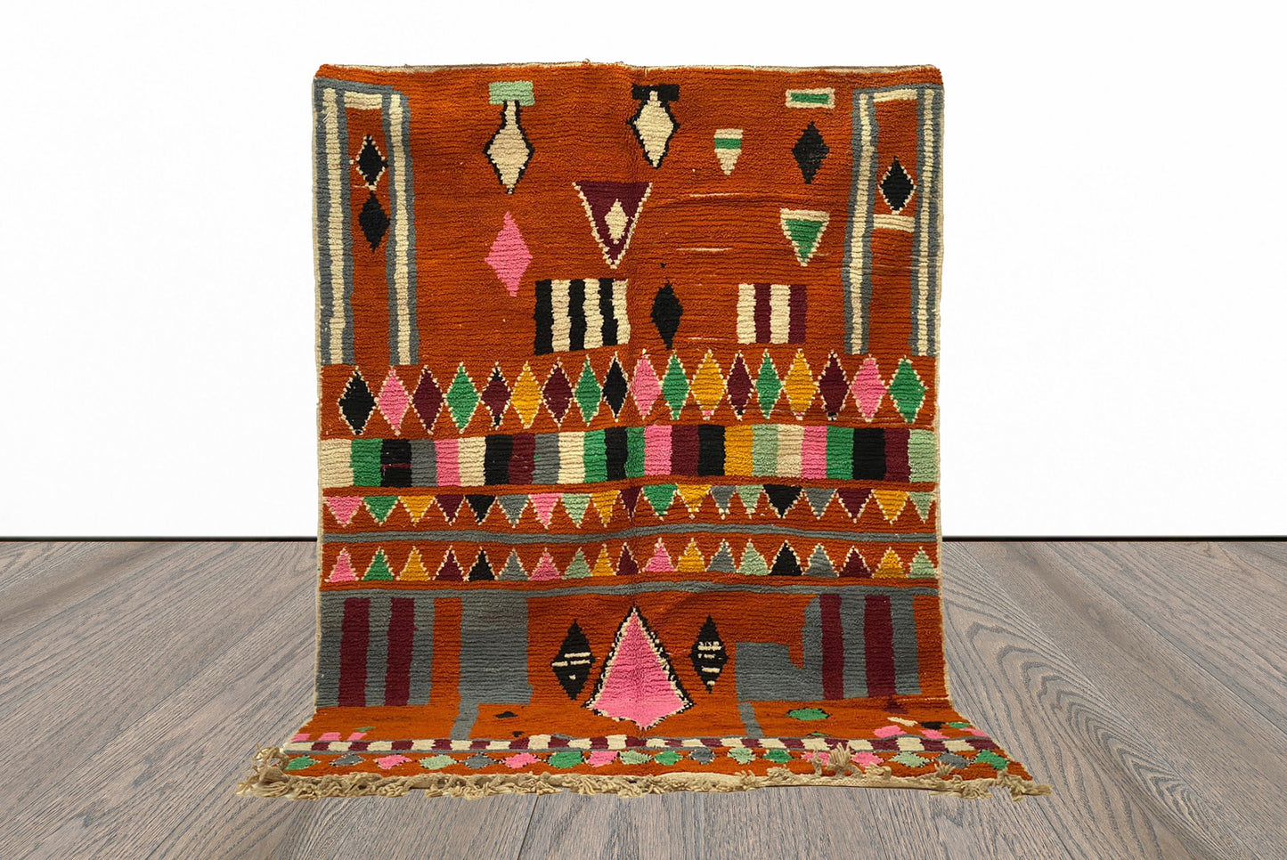 Tapis coloré unique, tapis berbère marocain tissé à la main.