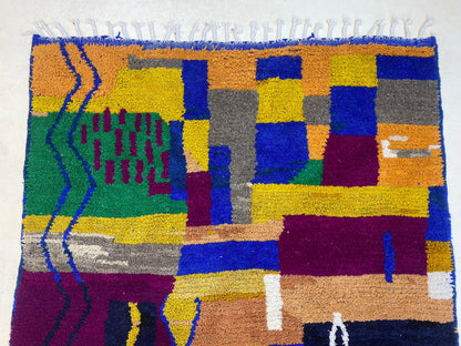 Colorful Bohemian Area Rug, Unique Moroccan Berber Rug.