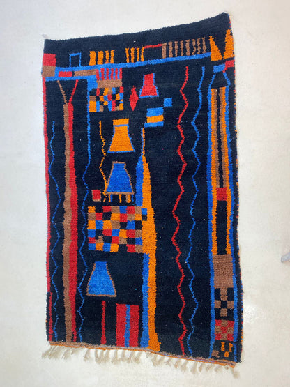 Tapis berbère personnalisé unique, tapis marocain élégant fait à la main, tapis coloré.