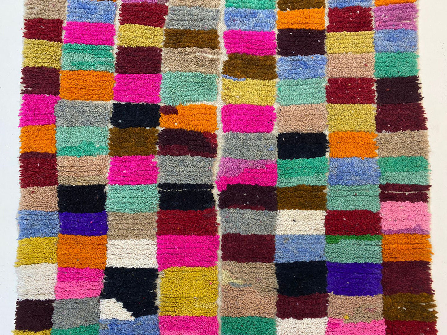 Handmade Moroccan Custom Berber Rug, Unique Checkered Design, Colorful Floor Rug.