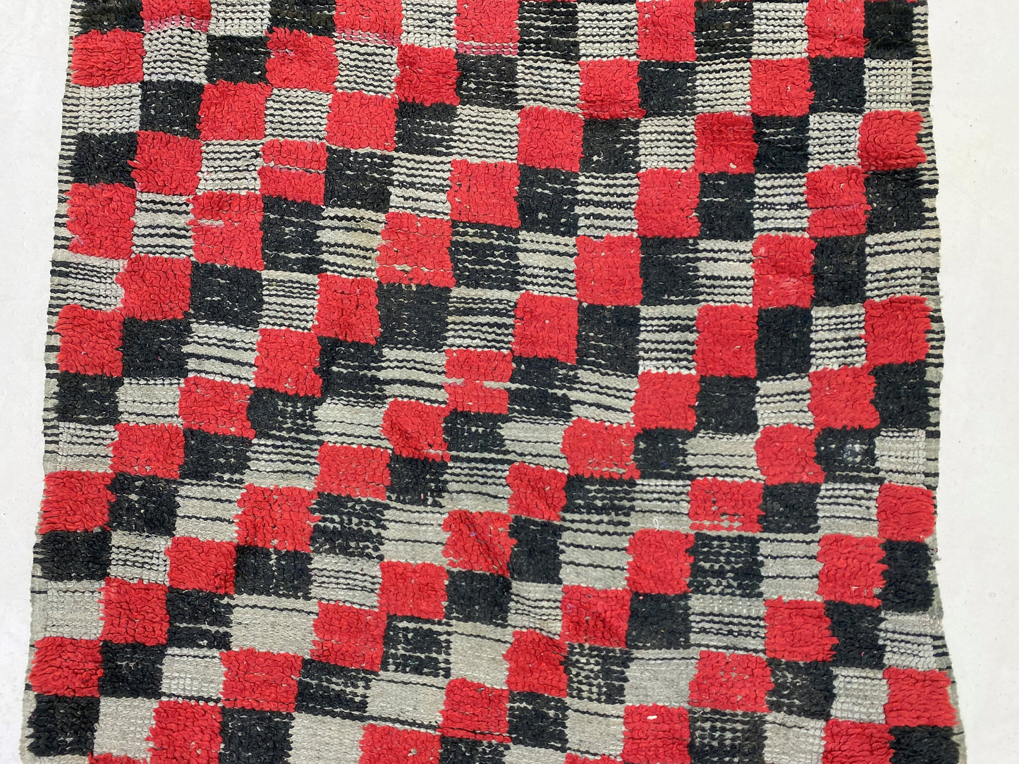 Handwoven 3x9 Moroccan Vintage Runner Rug, Bohemian Berber Checkered Rug Runner.