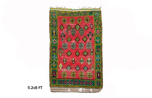 Tapis marocain 5x8, tapis vintage coloré.