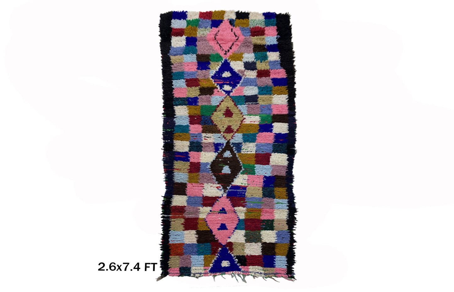 Tapis de couloir marocain coloré à motifs de diamants 3x7.