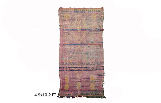 Tapis marocain vintage 5x10, design berbère traditionnel.