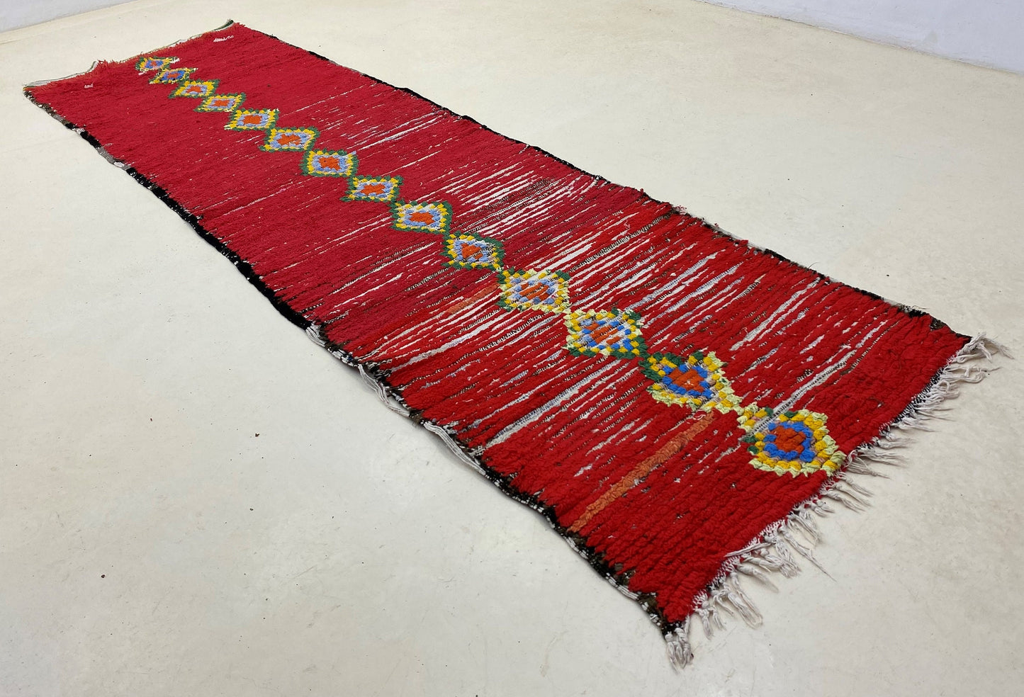 Tapis de couloir long marocain diamant rouge 3x10.