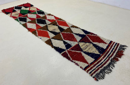 2x10 ft Narrow Moroccan Diamond Colorful runner.