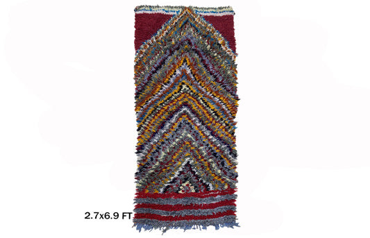 Tapis de couloir marocain coloré à carreaux 3x7.