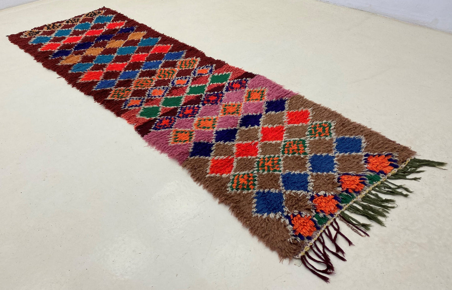 Tapis marocain berbère shag étroit 2x9.