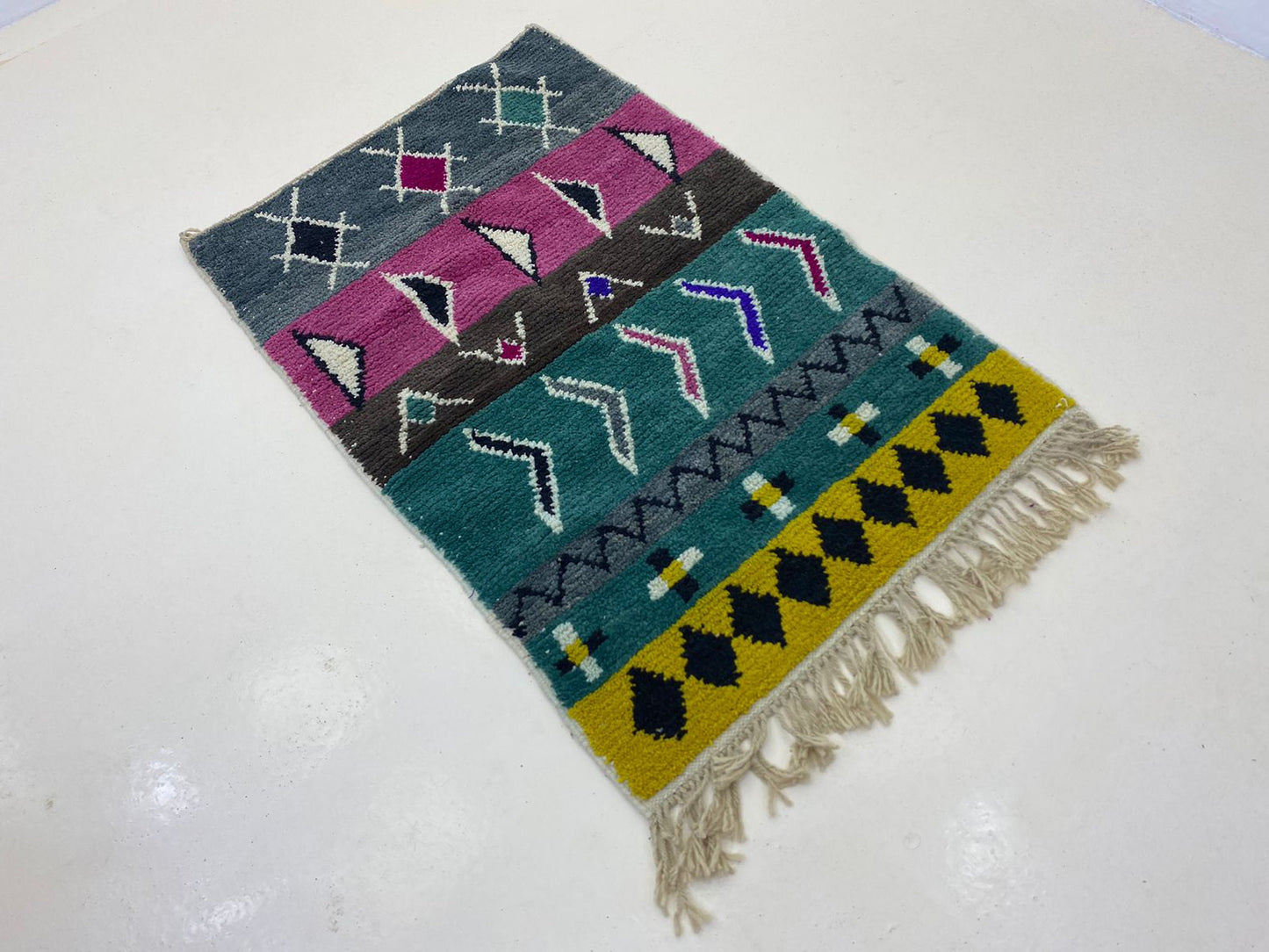 Colorful Bohemian Moroccan Rug, Handcrafted and Unique Area Rug.