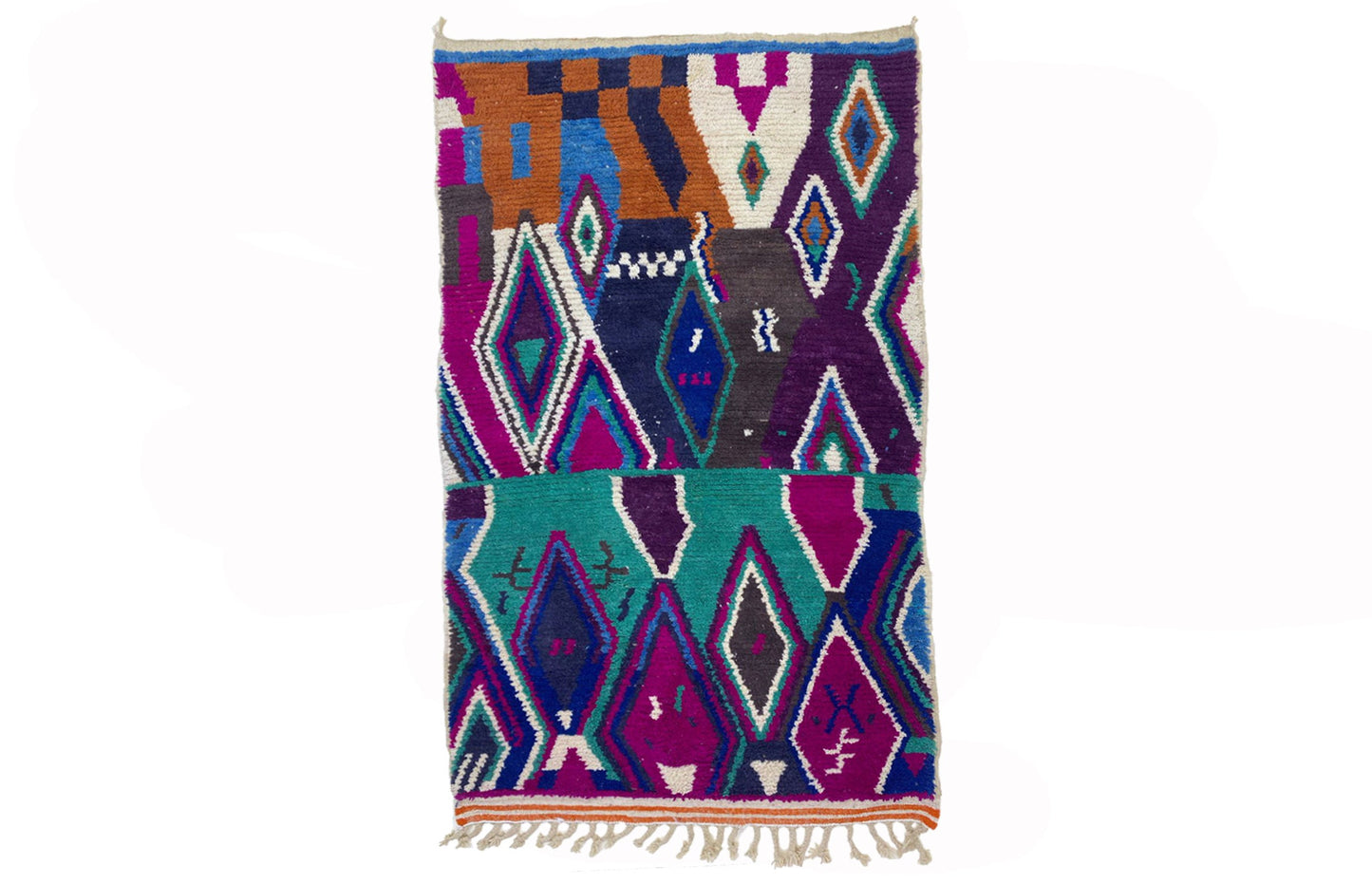 Tapis Boho marocain fait main, tapis berbère personnalisé et vibrant.