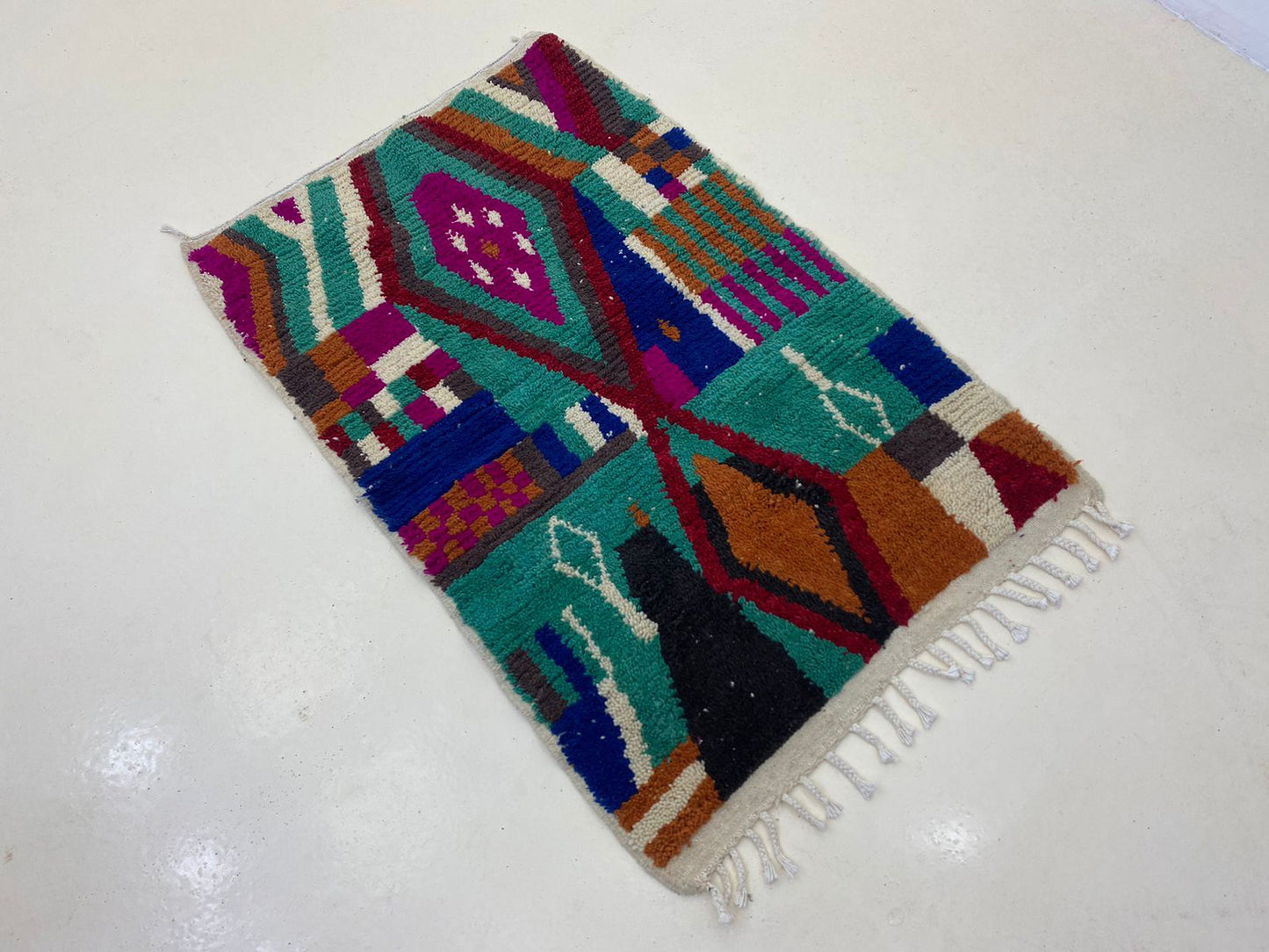 Handcrafted Custom Made Colorful Moroccan Rug. Bohemian Home Decor Rug.