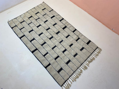 Handmade Berber Custom Rug for Living Room, Moroccan White Area Rug.