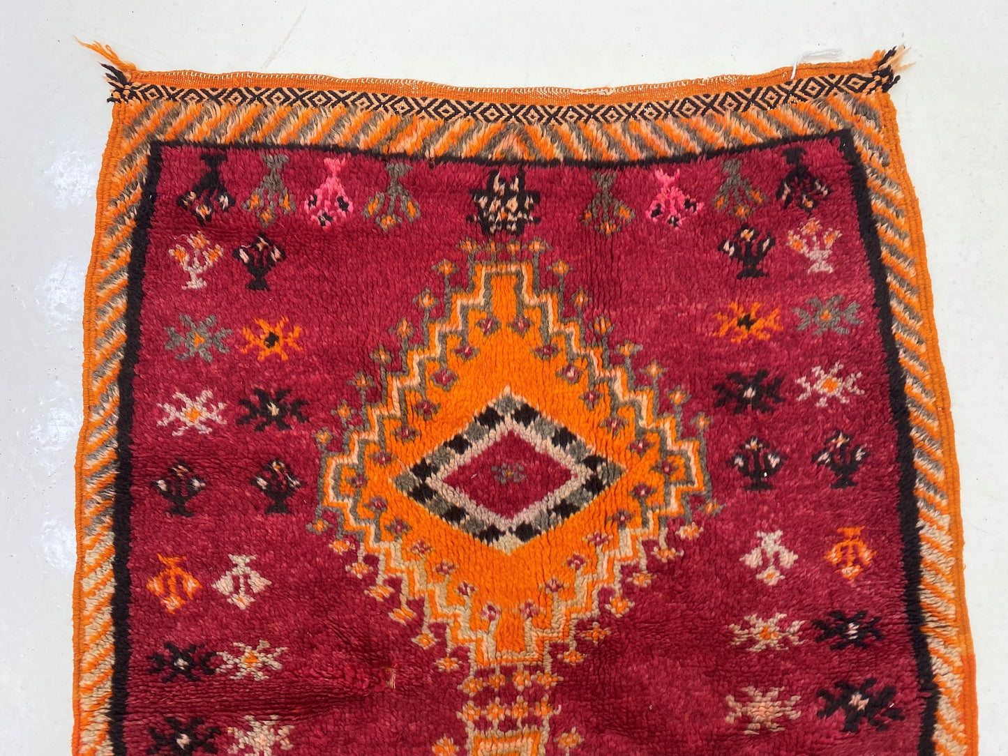 3x4 Vintage Moroccan Area Rug, small Berber Design.