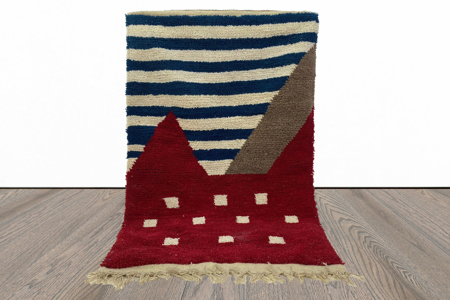 Boho Chic Moroccan Wool Rug, Custom Made Handcrafted Area Rug.