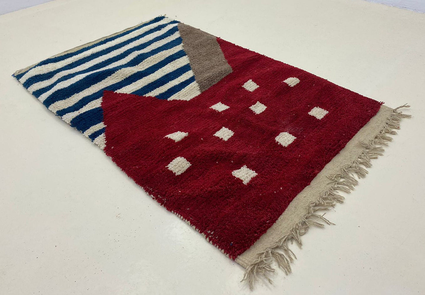 Boho Chic Moroccan Wool Rug, Custom Made Handcrafted Area Rug.