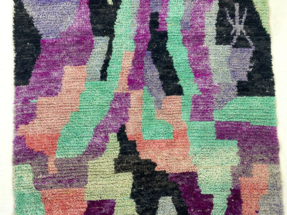 Tapis en laine marocain personnalisé de style bohème, tapis berbère noué à la main et tissé à la main.